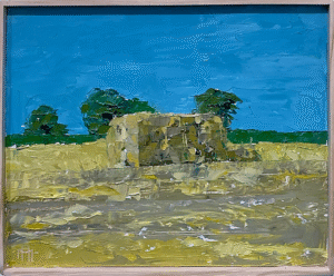 Hay Stacks Oil on Panel Austin Mckinzie 2024 $250