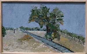 Tree and Tracks Oil on Panel Austin Mckinzie 2024 $200